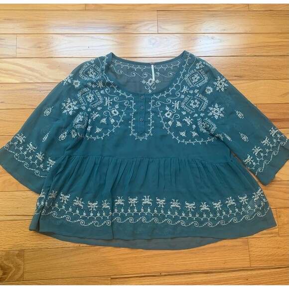 Embroidered Boho Top by Free People - Picture 1 of 6
